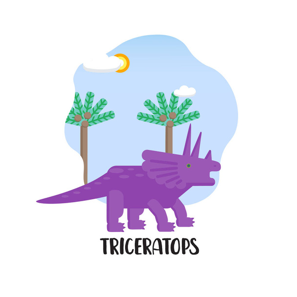 Triceratops isolated on white background - Vector, imagen