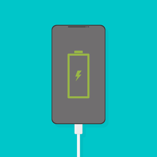 phone charging with shadow on blue background - Vector, Image