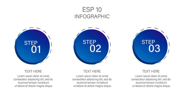 Blue circles infographics. Three steps, business elements. Infographic circles vector template. - Vektor, kép