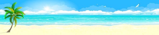 Playa tropical de arena y océano
  - Vector, imagen