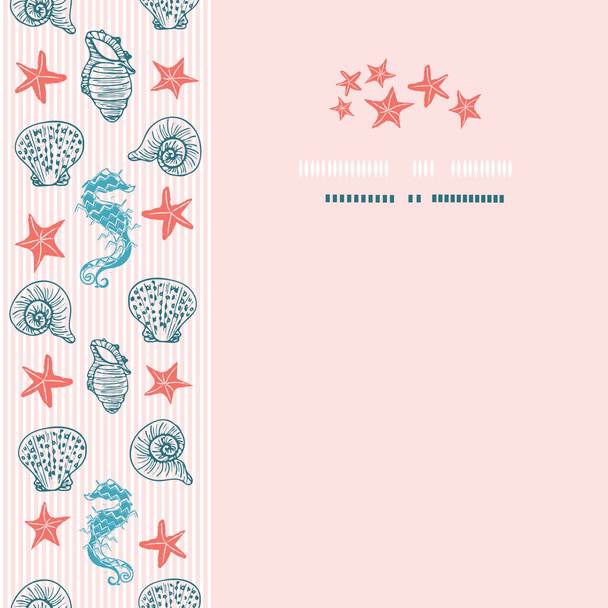 Elegante roze en blauwe vector seahorse en Seashell kaart of brochure sjabloon. - Vector, afbeelding
