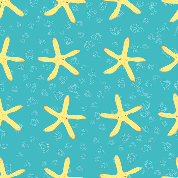 Cute sea star seamless pattern - Vector, Image
