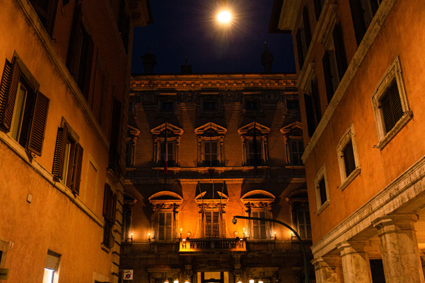 buildings with illumination at night in rome, italy - Fotoğraf, Görsel