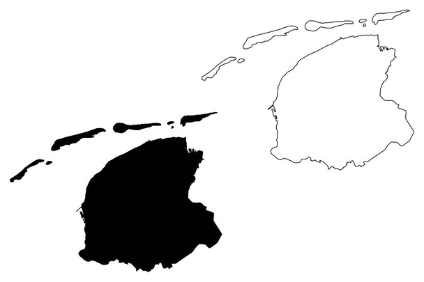 Векторная иллюстрация Фрисландии (Королевство Нидерландов, Голландия), каракульный эскиз Фризия или карта Фрислана
 - Вектор,изображение
