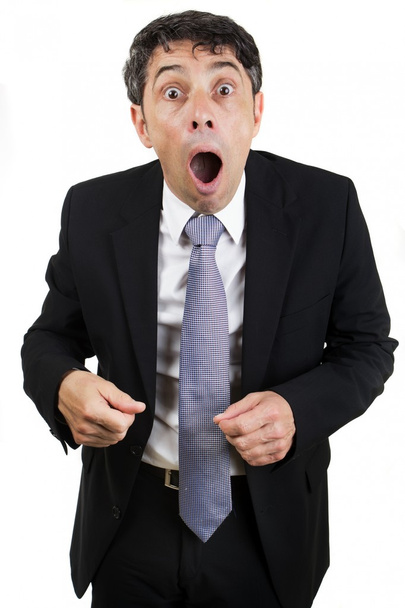 Businessman reacting in shocked horror - Фото, изображение