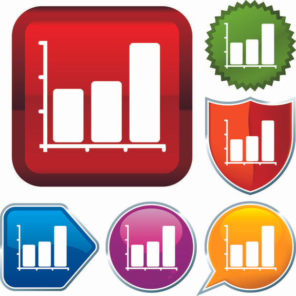 Set shiny icon series on buttons. Bar chart. - ベクター画像