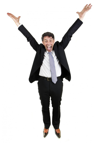 Jubilant business man cheering - Photo, Image