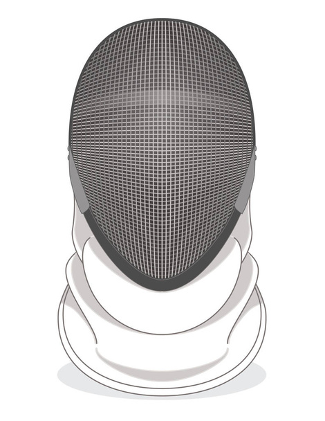 fencing helmet with mesh and bib isolated on white background - Vektör, Görsel
