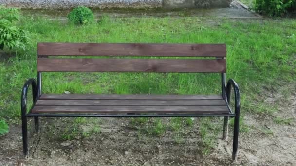 drewniana ławka w parku. - Materiał filmowy, wideo
