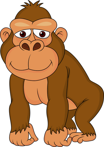 Leuke gorilla cartoon - Vector, afbeelding