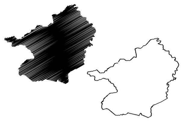 Lacs District (Fildişi Sahili, Cote divoire Cumhuriyeti) harita vektör illüstrasyon, karalama çizimi hüseyin ma - Vektör, Görsel