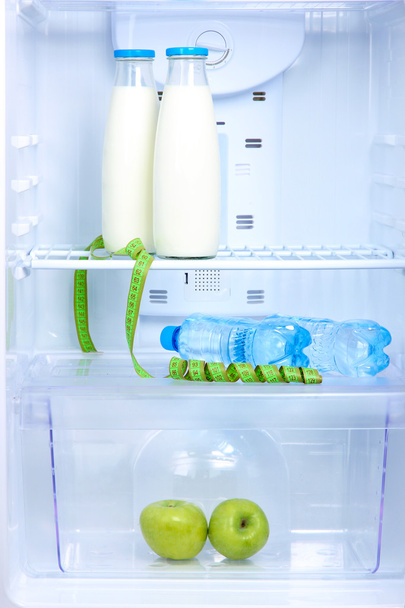 Open refrigerator with diet food - 写真・画像