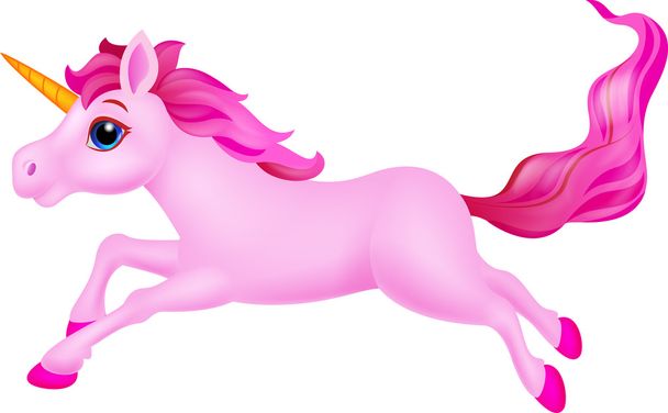 Cute pink unicorn cartoon running - Wektor, obraz