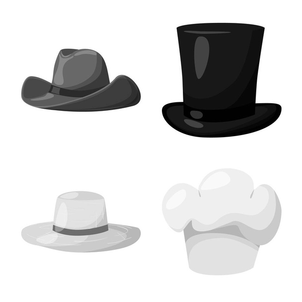 Isolated object of hat and helmet logo. Collection of hat and profession stock symbol for web. - Вектор, зображення