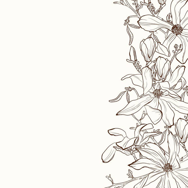 vector illustration of beautiful magnolia pattern background - Vector, Image