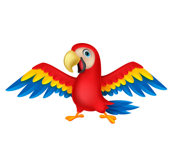 Cute macaw cartoon flying - Vector, Image