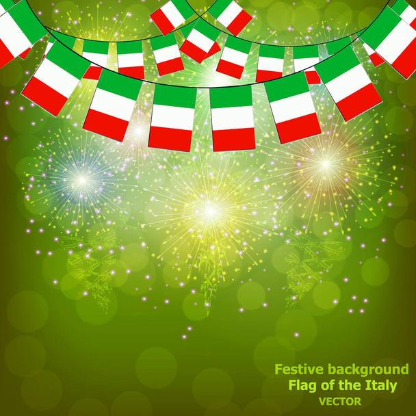 Fireworks with flags Italy. Illustration. - Vector, Image