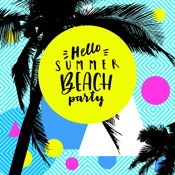 Hello Summer Beach Party. Colorful summer card flyer placard pos - Vektori, kuva