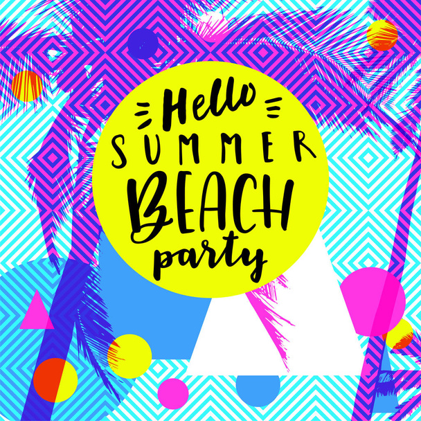 Hello Summer Beach Party. Colorful summer card flyer placard pos - Vektori, kuva