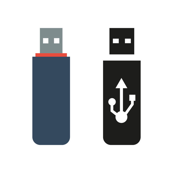Icono de unidad flash USB sobre fondo blanco
. - Vector, imagen