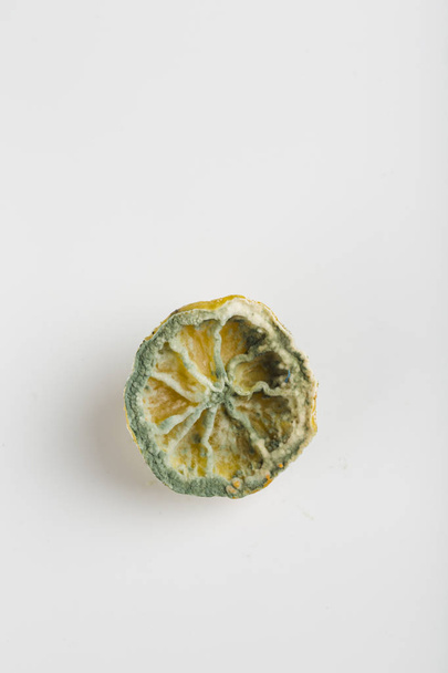 ošklivý citrón s plísní na bílém pozadí - Fotografie, Obrázek