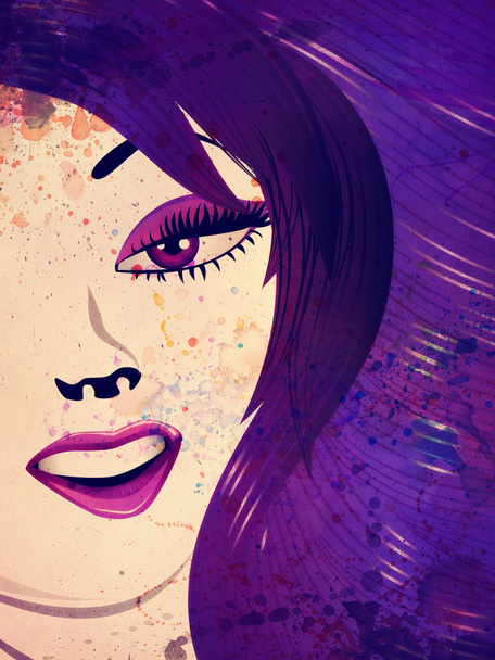 Grunge girl with violet and purple eyes - Фото, зображення