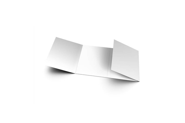 4-fach Broschüre-Mock auf weißem Hintergrund. 3d-Rendering - Foto, Bild