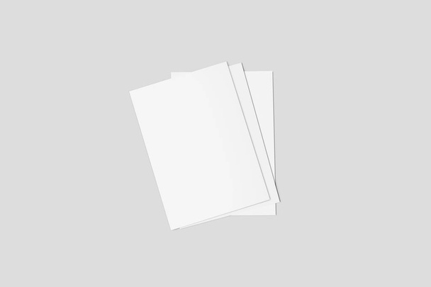 Λευκό φύλλο χαρτί Mock up. Πρότυπο σημείωσης ρεαλιστική άδειο χαρτί σχήματος Α4 με μαλακά σκιές που απομονώνονται σε λευκό φόντο. 3D rendering. - Φωτογραφία, εικόνα