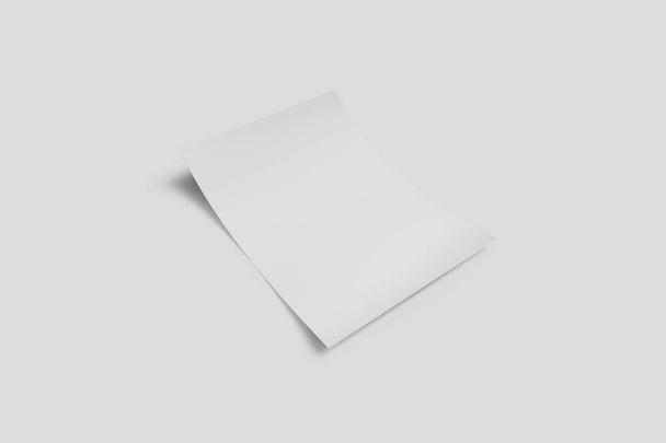 Üres papír brossúra ál megjelöl-ra lágy szürke háttér-val lágy árnyék és éles megvilágításba hoz. Z-szeres brosúra vagy szórólap. 3D renderelés. - Fotó, kép