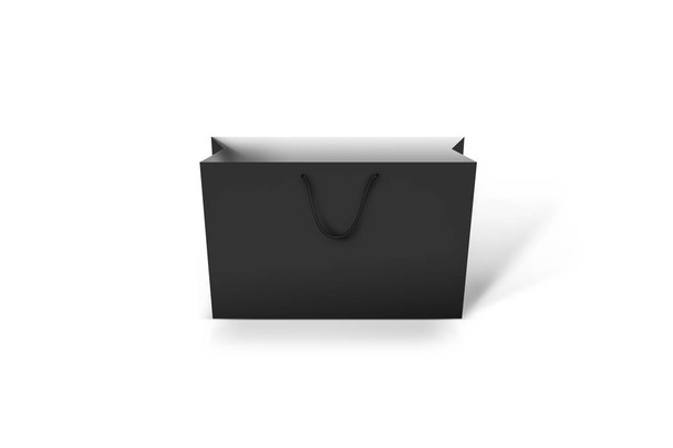 Χάρτινη τσάντα για ψώνια με χαρτί απομονώνεται σε απαλό γκρι φόντο. απόδοση 3D. - Φωτογραφία, εικόνα