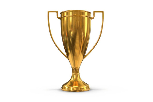3D render of golden trophy cup isolated on white - Photo, Image