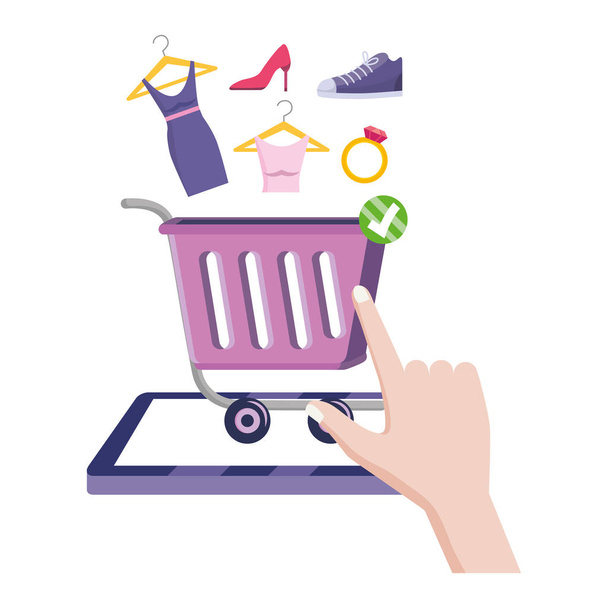 Diseño de icono de compras en línea
 - Vector, Imagen