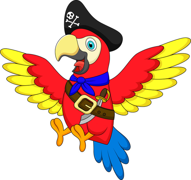 Cute parrot pirate cartoon - Vector, Imagen