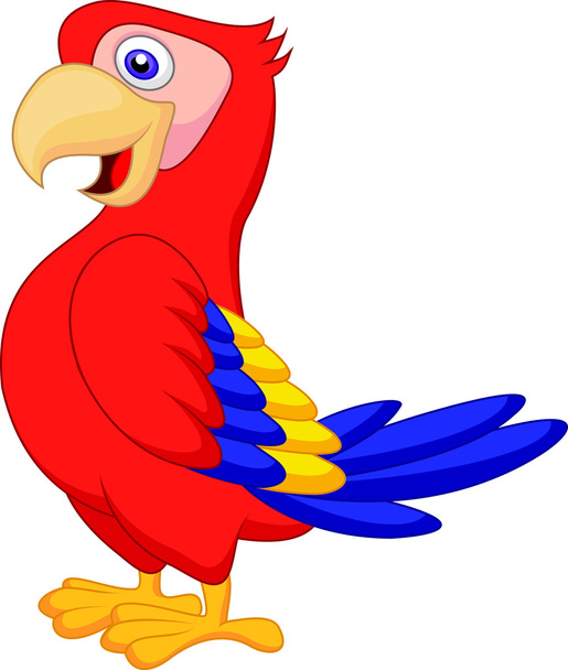 Guacamayo lindo pájaro de dibujos animados posando
 - Vector, Imagen