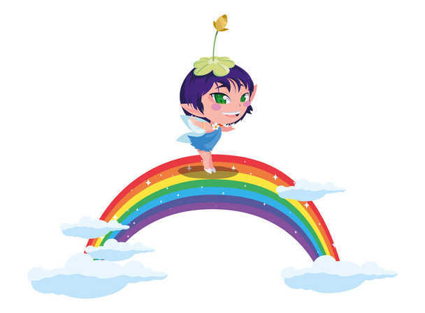 beautiful magic fairy in rainbow character - Vector, Image