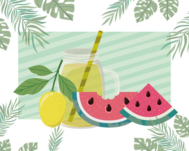 patrón de deliciosas frutas tropicales del verano
 - Vector, imagen