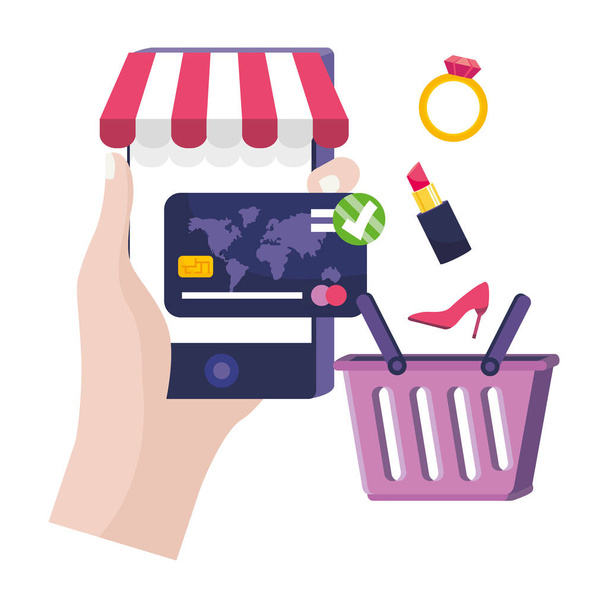 Diseño de icono de compras en línea
 - Vector, imagen