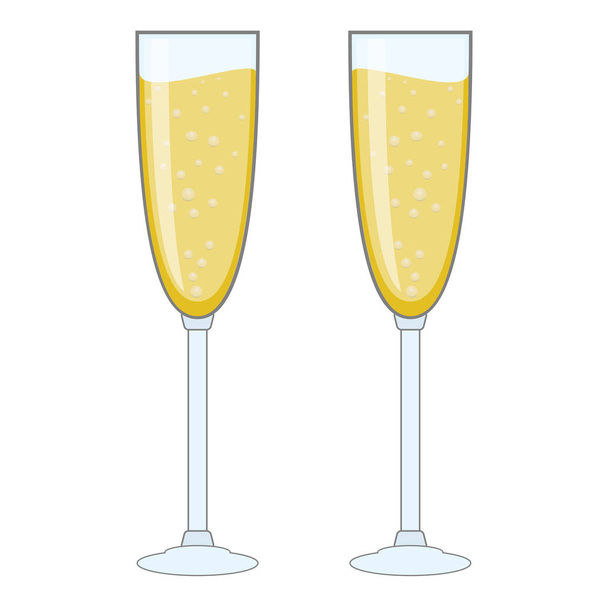 Copas de champán sobre fondo blanco
 - Vector, Imagen