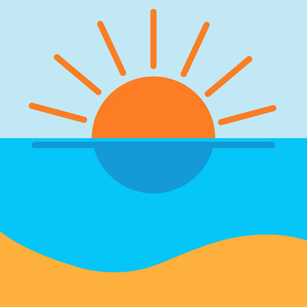 海の太陽のビーチのアイコン。フラットデザイン - ベクター画像