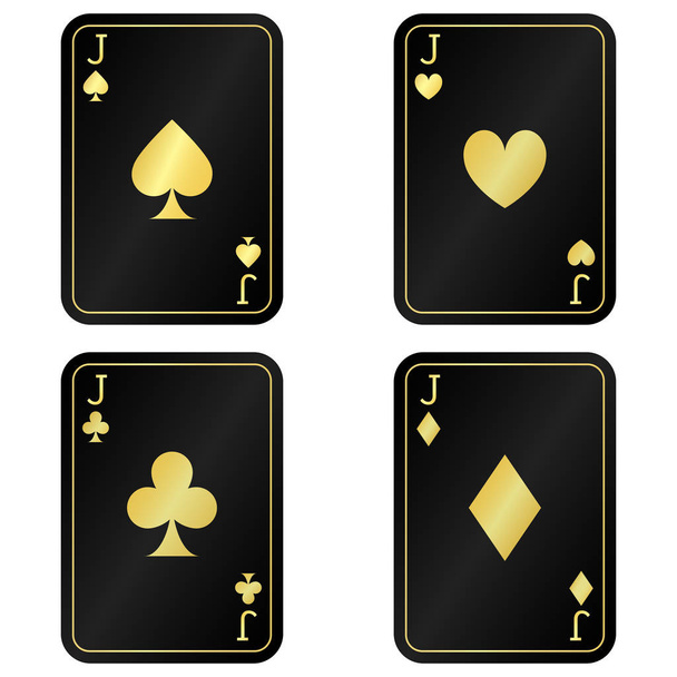 Čtyři Jacks karty. Černý se zlatými kartami - Vektor, obrázek