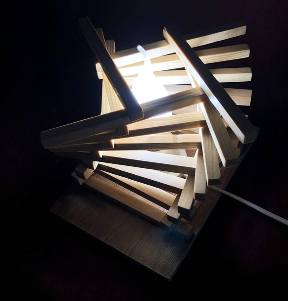 fun night light lamp with wooden blocks - Foto, afbeelding
