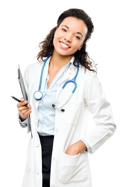 African American Doctor happy smiling isolated on white backgrou - Valokuva, kuva