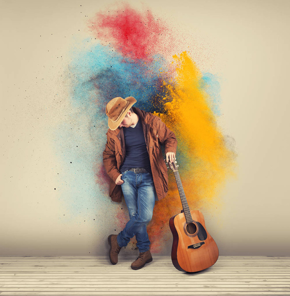 Cowboy guitarrista colorido
 - Foto, Imagem
