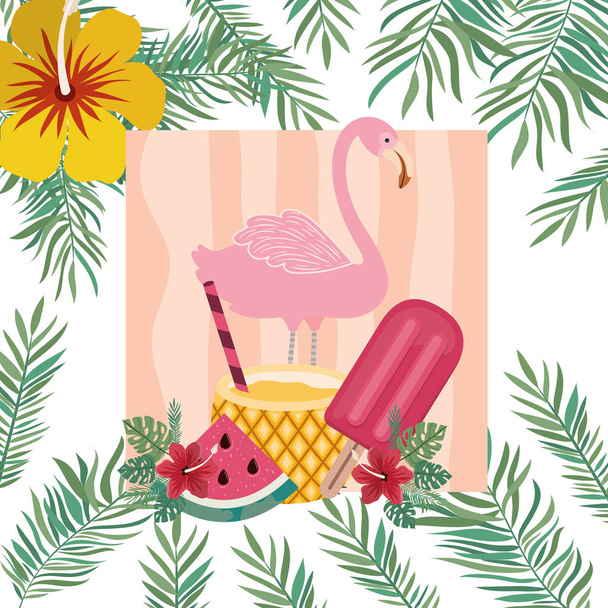 夏の花とフランドルのパターン - ベクター画像