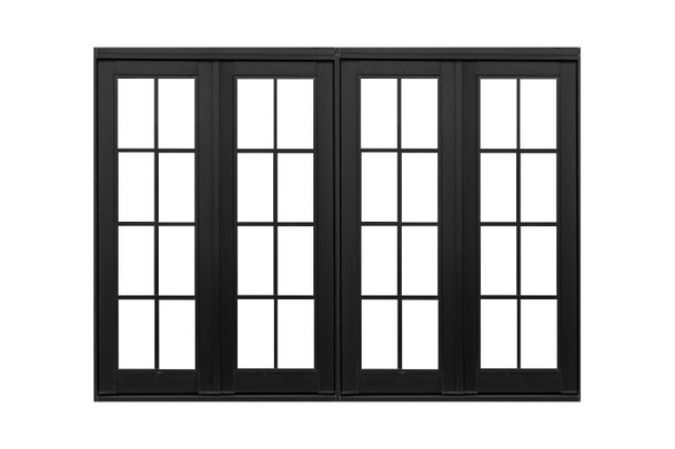 Quadro de janela de alumínio preto isolado no fundo branco
 - Foto, Imagem