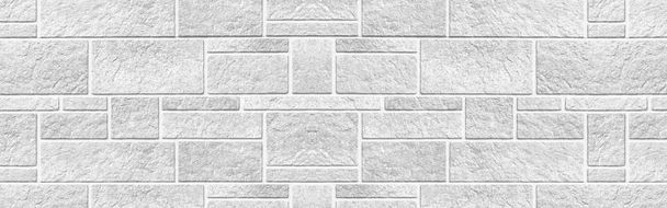 Panorama of The modern white concrete tile wall background and texture - Photo, Image