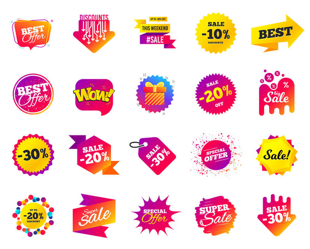 Sale banner. Special offer template tags. Cyber monday sale discounts. Black friday shopping icons. Vector - Vector, Image