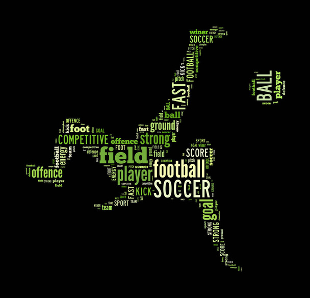  Ποδόσφαιρο, ψαλίδι ποδοσφαιριστής λάκτισμα σχήμα σύννεφο λέξη  - Φωτογραφία, εικόνα