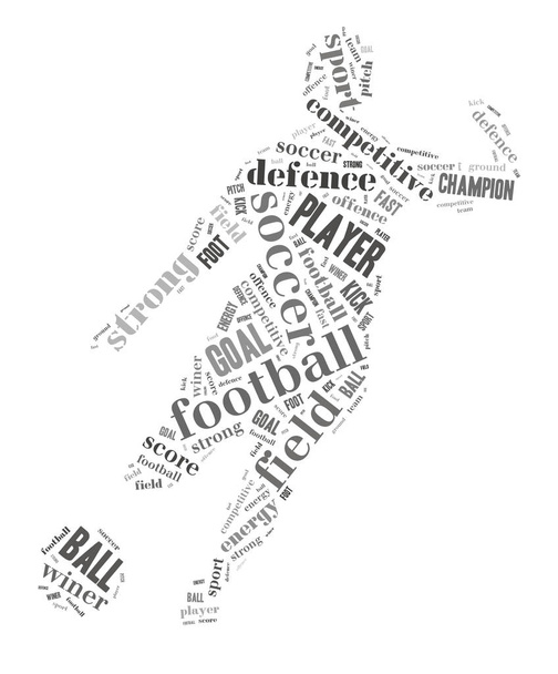 サッカー、サッカー選手の形の単語の雲 - 写真・画像