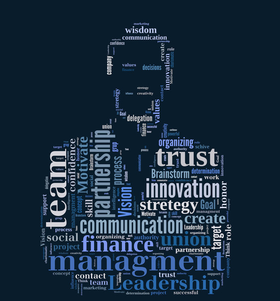 Shluk slov obsahující slova týkající se vůdcovství, podnikání, inovace, úspěchu ve formě obchodníka - Fotografie, Obrázek